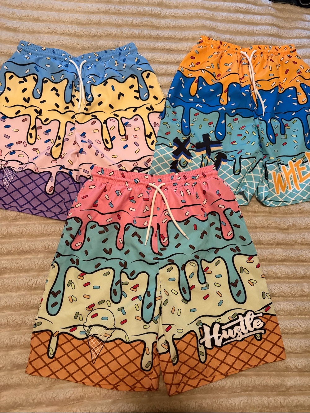 Kids Ice Cream Print Swim Shorts - Multicolor